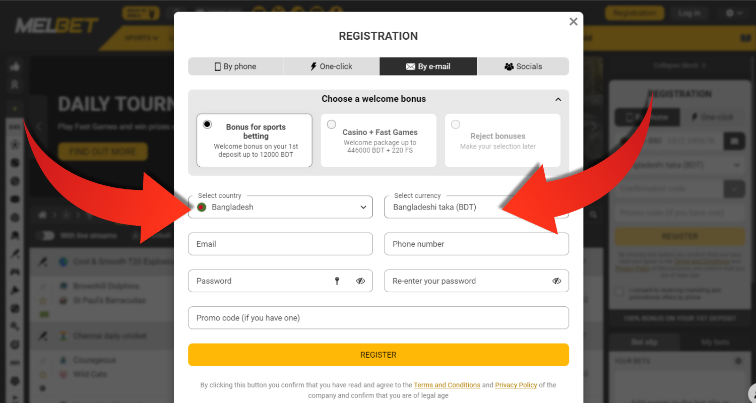 melbet registracion step 3